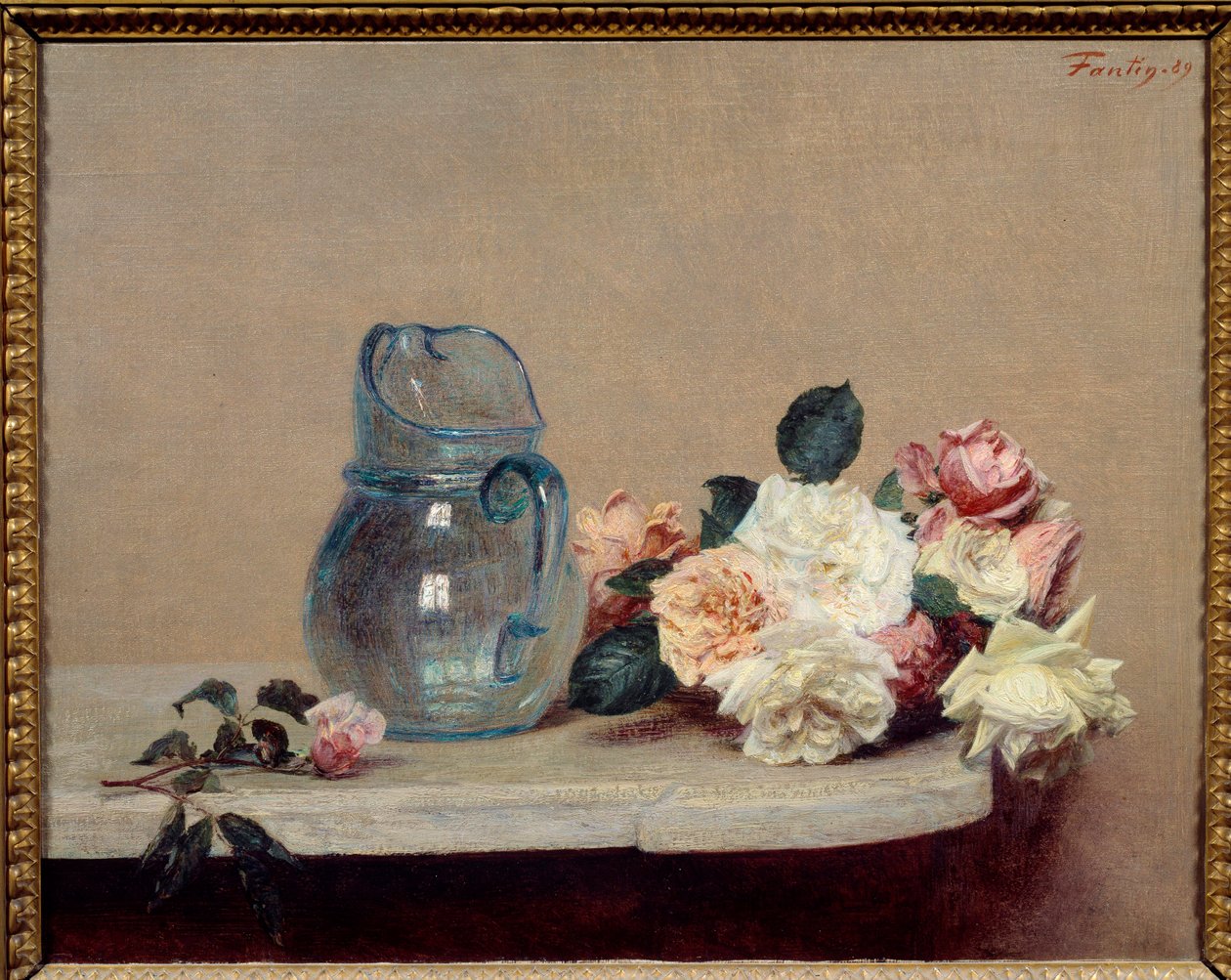 Les roses 绘画亨利·方丹·拉图 (Fantin-Latour 作者 伊格纳斯·亨利·让·范坦·拉图尔