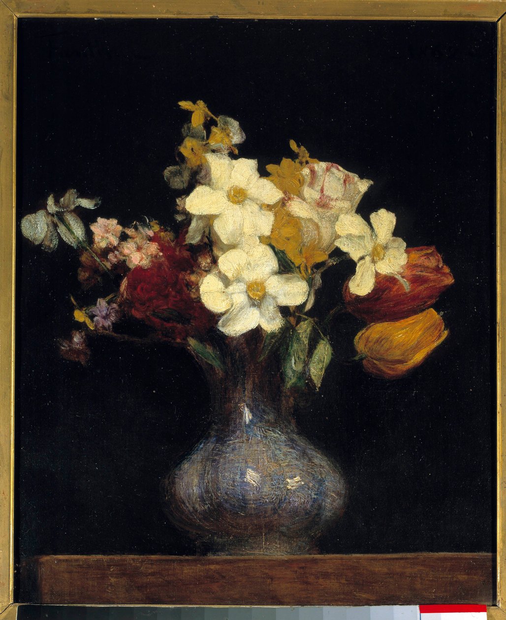 水仙和郁金香 绘画亨利·方丹·拉图 (Fantin-Latour 作者 伊格纳斯·亨利·让·范坦·拉图尔