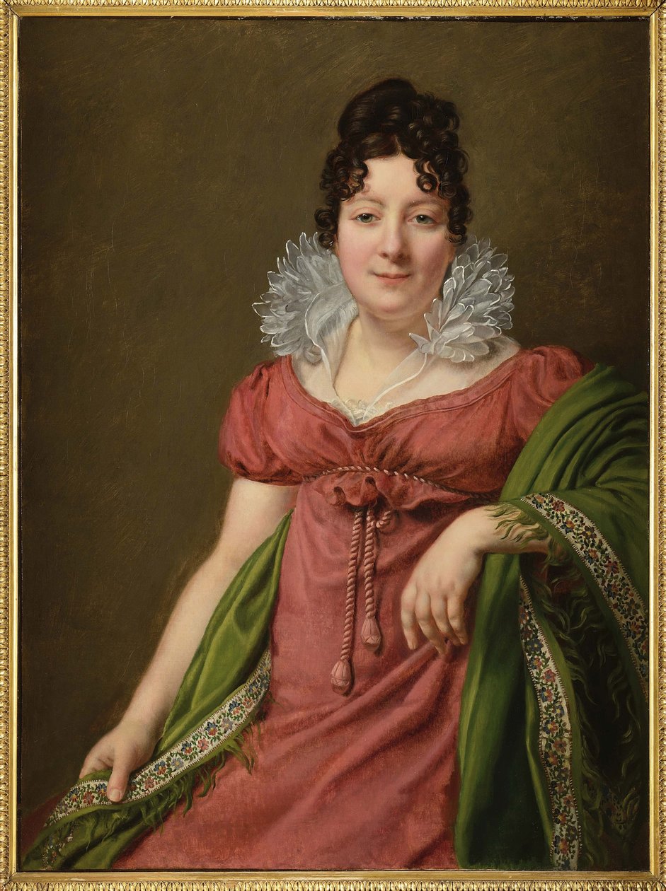 Marie Therese Bourgoin，法国女演员，俄罗斯皇帝亚历山大一世的情妇 - Marie-Therese Bourgoin (1781-1833) 的肖像，亚历山大一世皇帝的情妇，Riesener, Henri-Francois (1767-1828)。 布面油画，约 1809 年。尺寸：95.5x71 作者 亨利·弗朗索瓦·里森纳