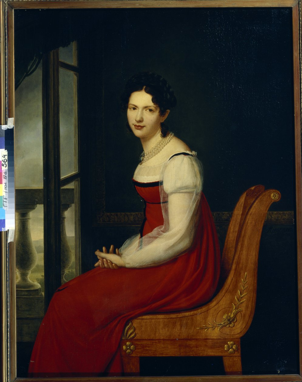 Portrait de la princesse Varvara Sergeevna Dolgorukova, nee Gagarina (1793-1833) (Varvara Sergeyevna Dolgorukova 公主) - Peinture de Henri Francois Riesener (1767-1828), huile sur toile (96,8x125 cm) 作者 亨利·弗朗索瓦·里森纳