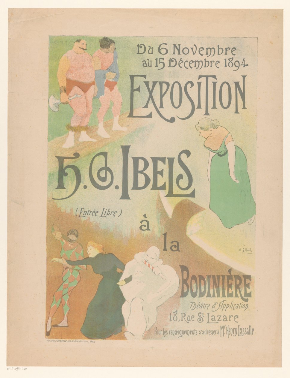 展览海报 H.G. La Bodinière 剧院的伊贝尔们 展览 H.G. Ibels à la Bodinière（物体上的标题） 作者 亨利·加布里埃尔·伊贝尔斯