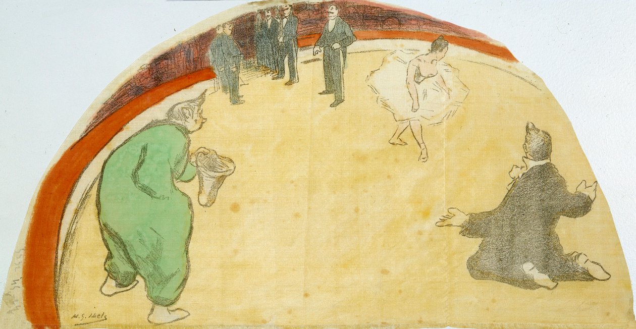 马戏团表演，有舞者，小丑。亨利-加布里埃尔-伊贝尔斯（1867-1936）的粉彩画，20世纪 私人收藏 作者 亨利·加布里埃尔·伊贝尔斯