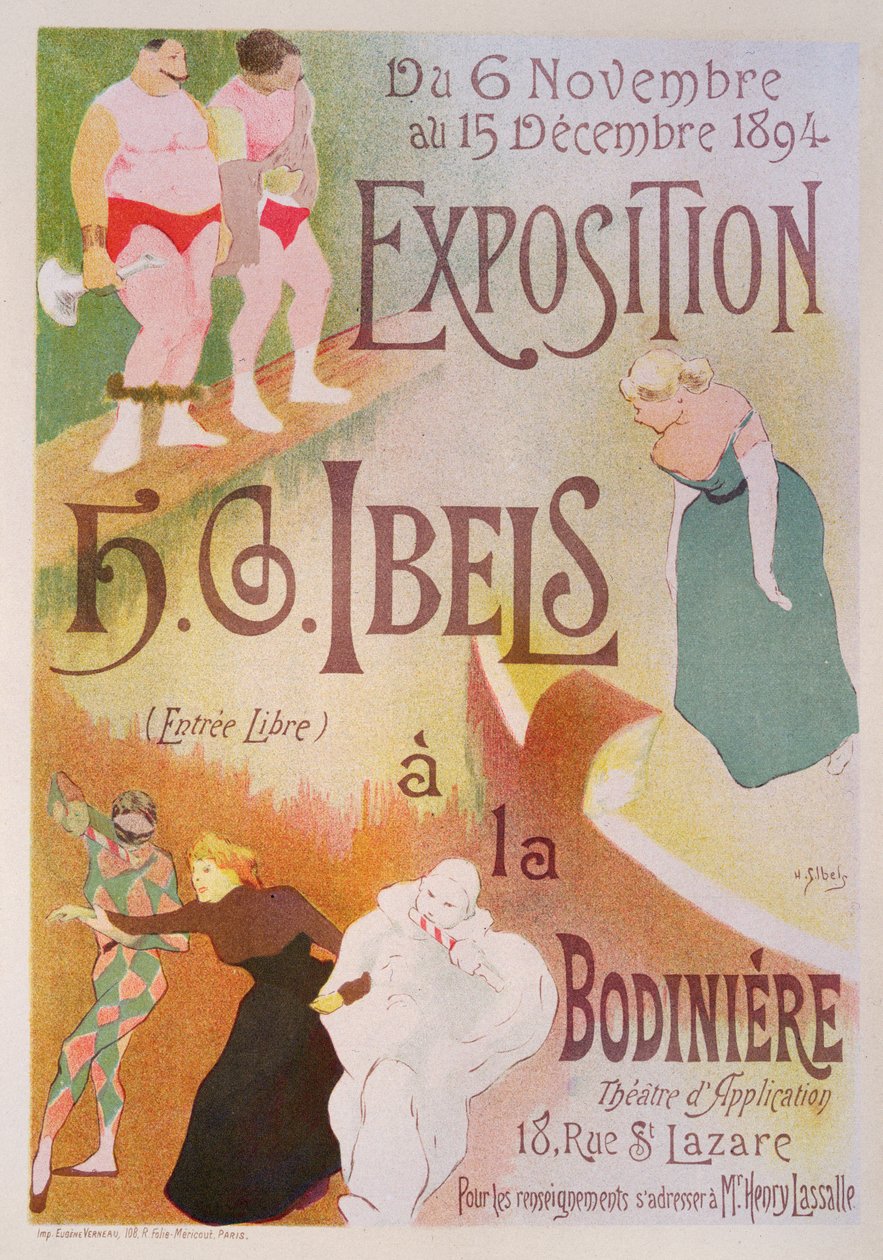 HG Ibels在巴黎Rue La Lazare，Bodiniere拍摄的海报广告的复制品，1894年（见126852） 作者 亨利·加布里埃尔·伊贝尔斯