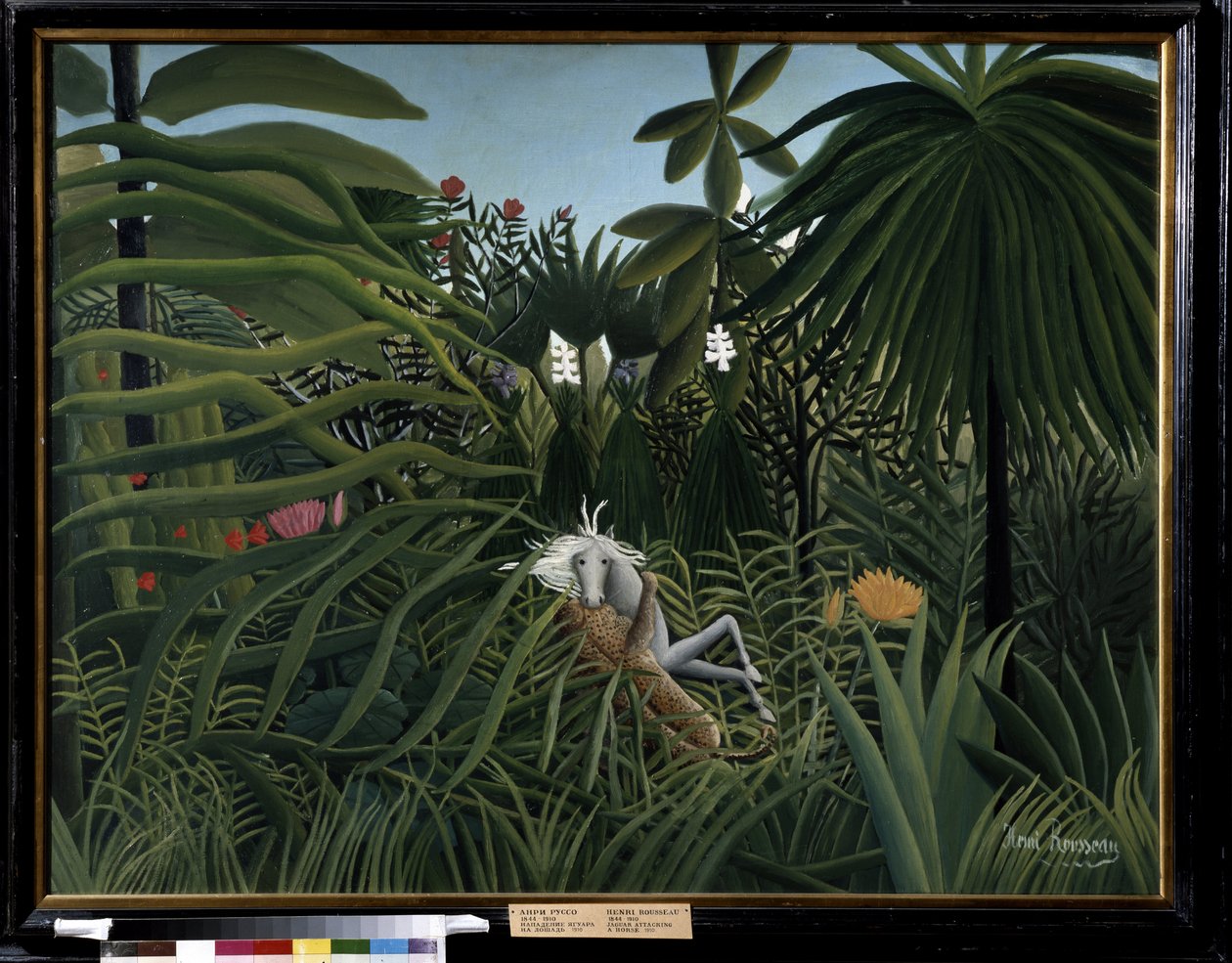 被美洲虎袭击的马。亨利-卢梭（Douanier Rousseau，1844-1910 年）的画作 作者 亨利·J·F·卢梭