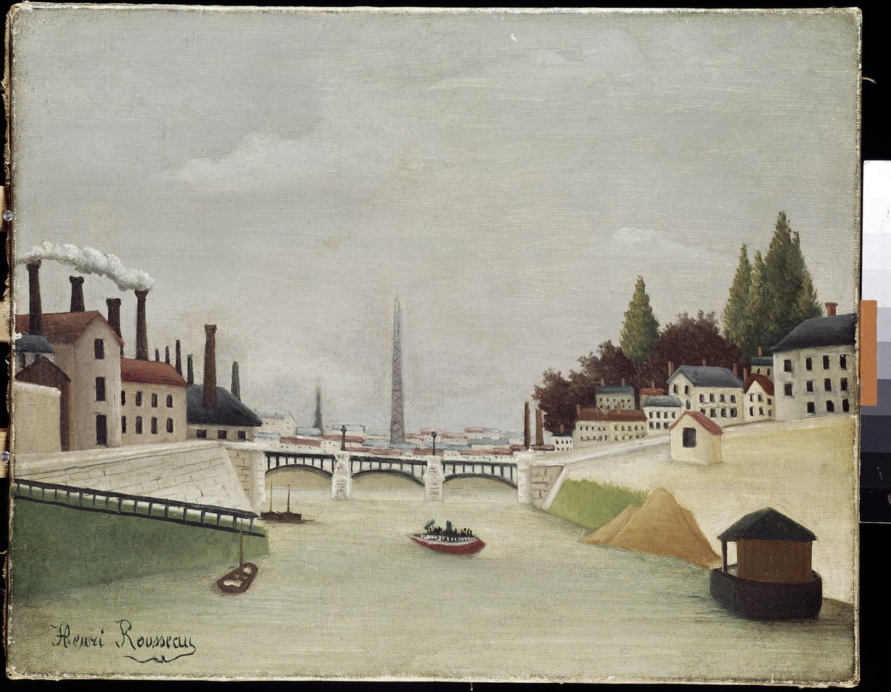 巴黎 Grenelle 桥和 Trocadero 的景色（布面油画） 作者 亨利·J·F·卢梭