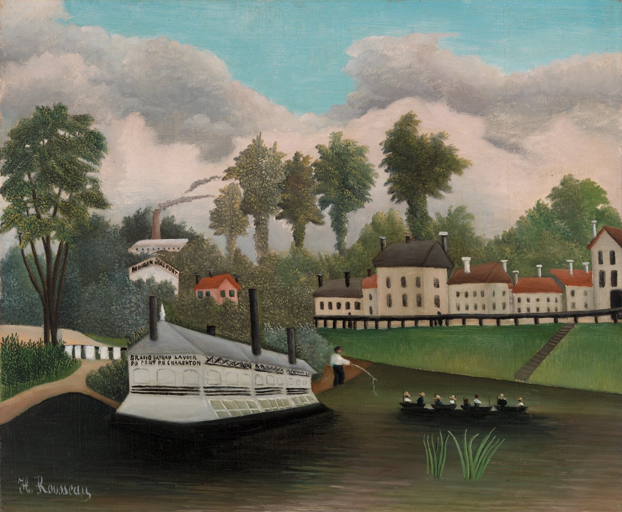 1895年Pont de Charenton的Grand Bateau洗衣店 作者 亨利JF 1844 1910卢梭