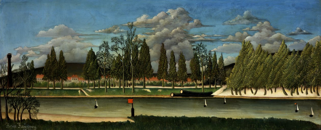 与树干的风景，c.1887 作者 亨利JF 1844 1910卢梭