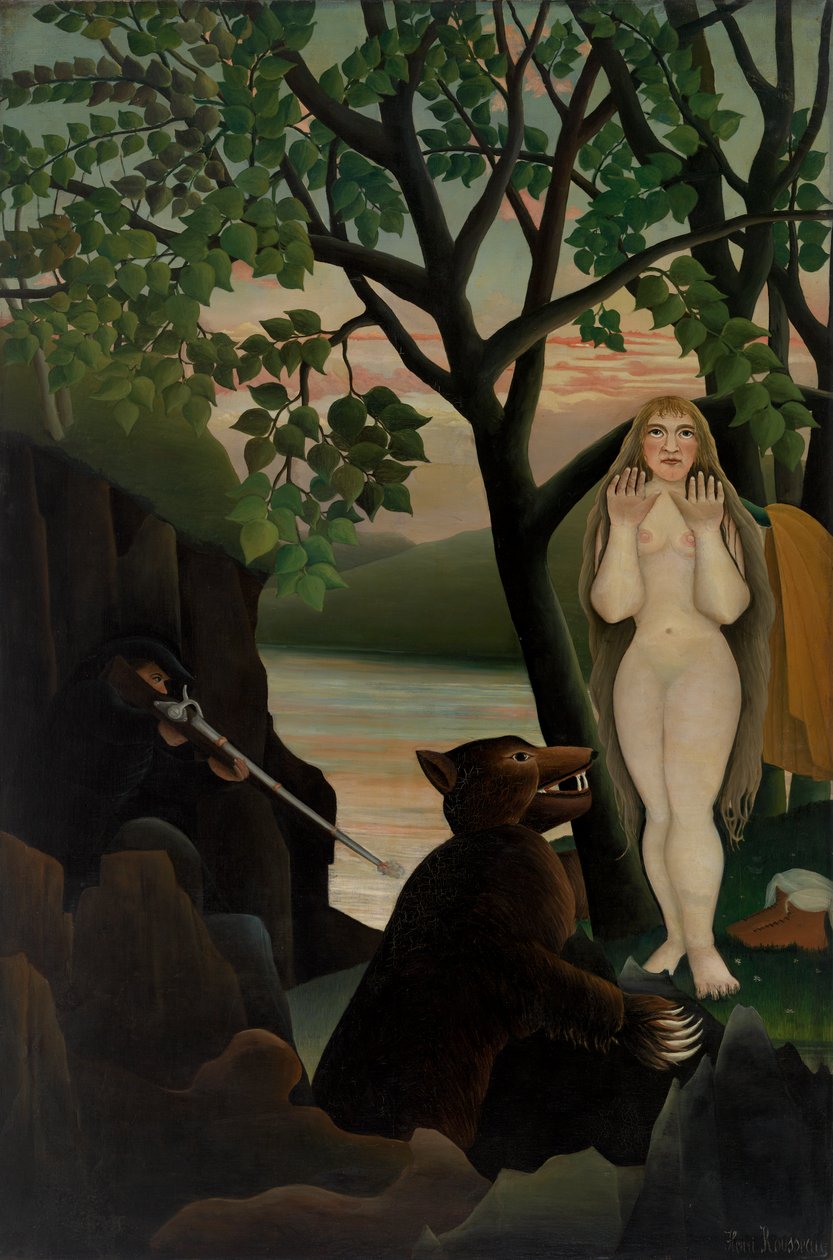 Nude and Bear，1901 作者 亨利JF 1844 1910卢梭