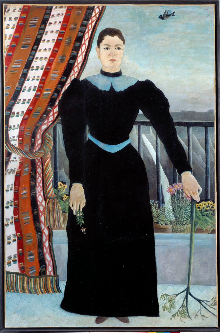 靠近窗户的女人的画像Henri Rousseau dit Le Douanier Rousseau的绘画 作者 亨利·J·F·卢梭