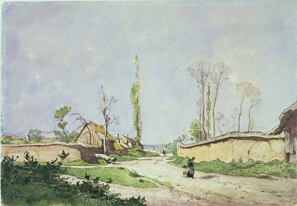 No 1834 A Village Road，Oiseme，1888 作者 亨利·约瑟夫·哈皮尼