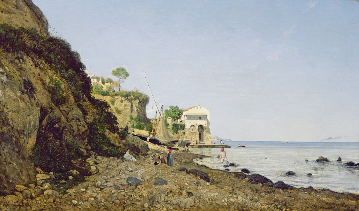 索伦托的海景，1859年 作者 亨利·约瑟夫·哈皮尼