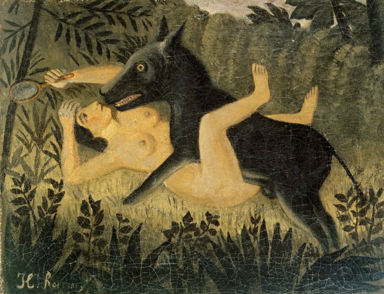 La belle et la bête《美女与野兽》，约1908年。 作者 亨利·朱利安·费利克斯·卢梭