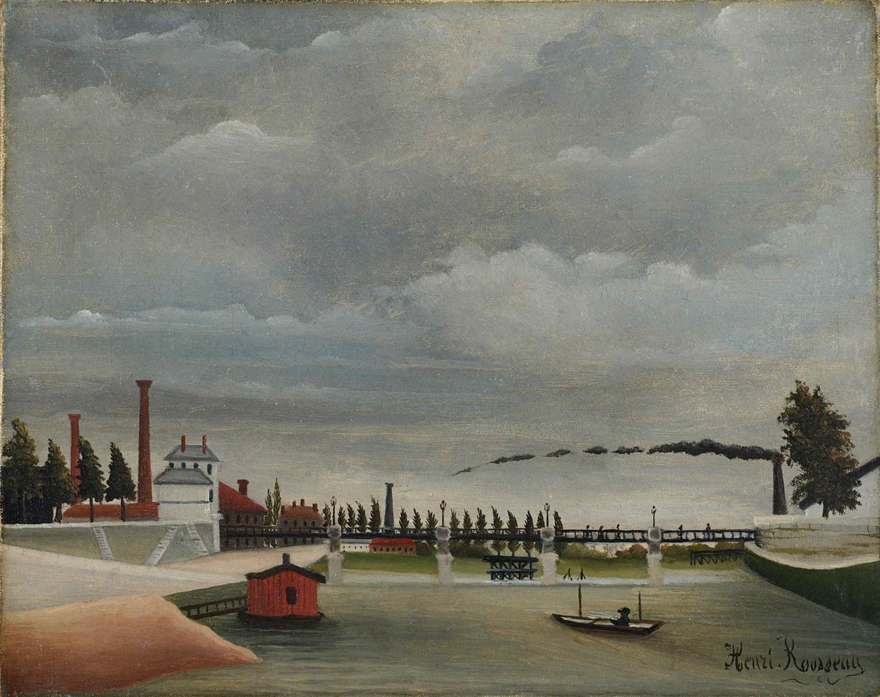 帕西的人行桥景观，1890-1891。 作者 亨利·朱利安·费利克斯·卢梭