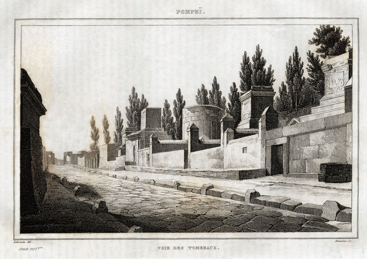 La voie des tombeaux, a Pompei, engraving by Labrouste, in "Italy picturesque", Amable Coste editor, Paris 作者 亨利·拉布鲁斯特（Henri Labrouste）