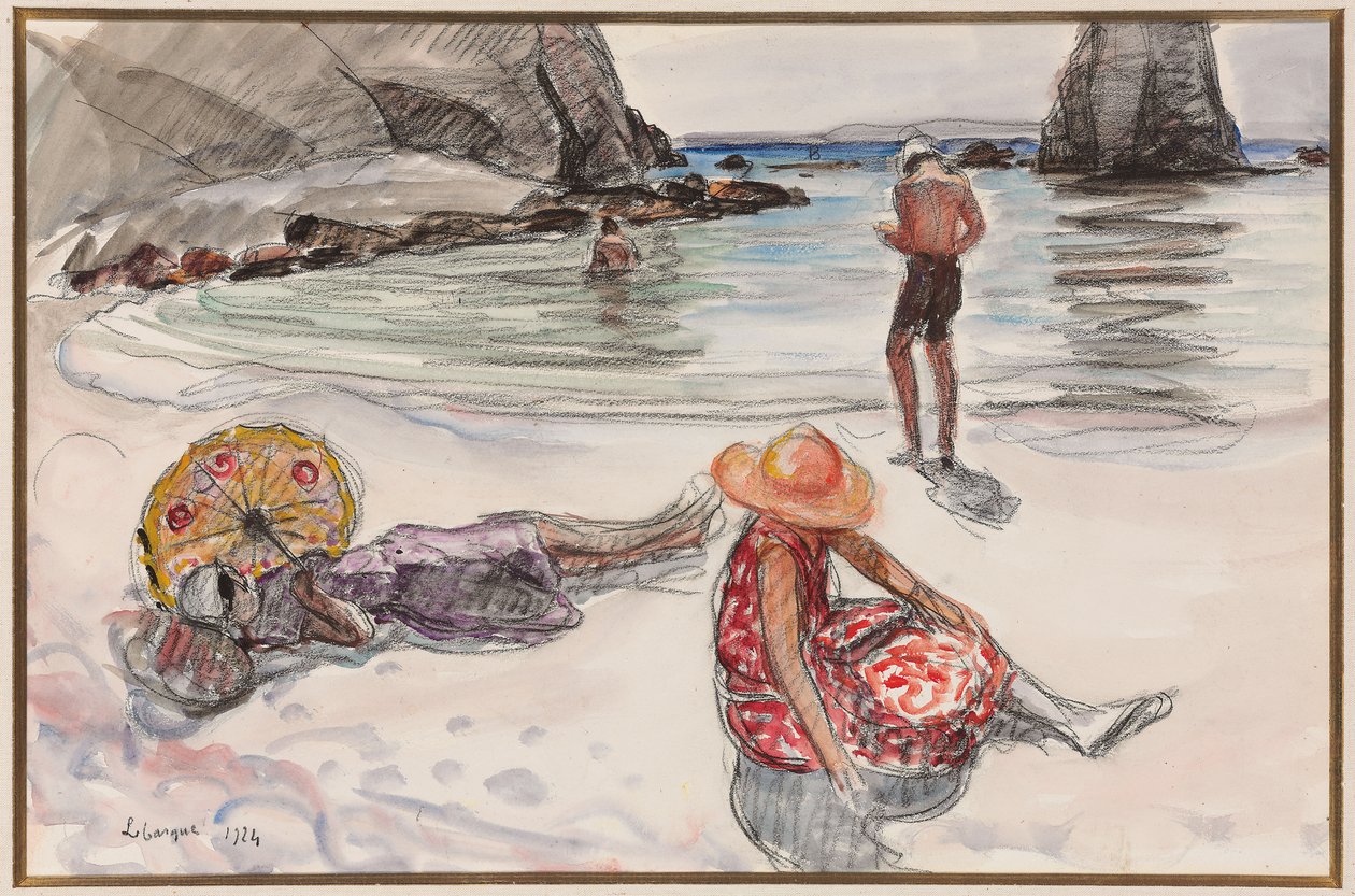 克罗宗半岛，Portzic海滩；几乎是克罗宗岛，Portzic海滩，1924年 作者 亨利·勒巴斯克