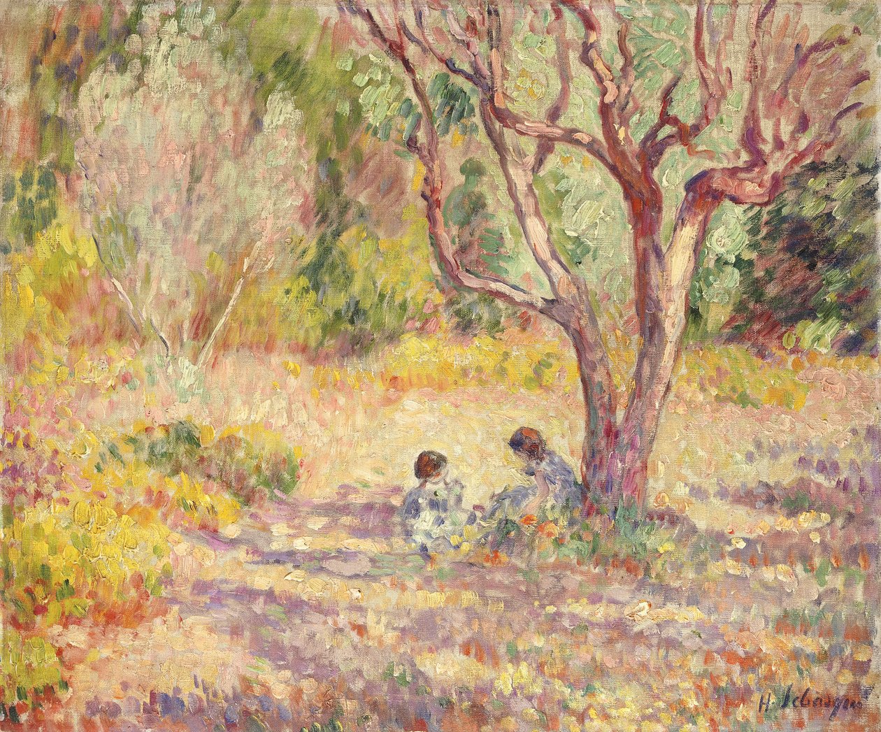 花园荫下的游戏；花园阴影下的游戏，约1906-1907年 作者 亨利·勒巴斯克
