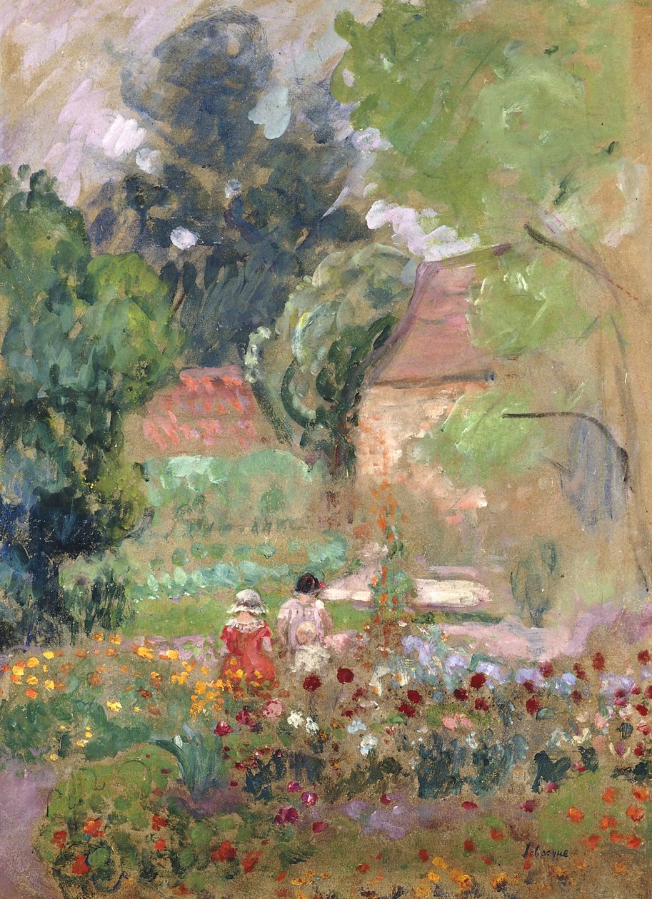Marthe，Nono和Pierre在花园里， 作者 亨利·勒巴斯克
