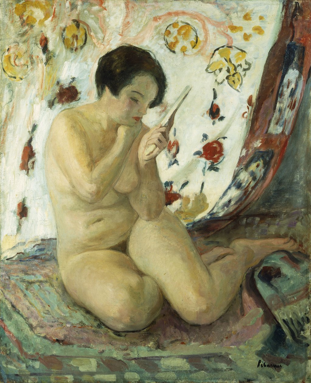 裸体镜子Nu Assis au Miroir，1925-1930年 作者 亨利·勒巴斯克