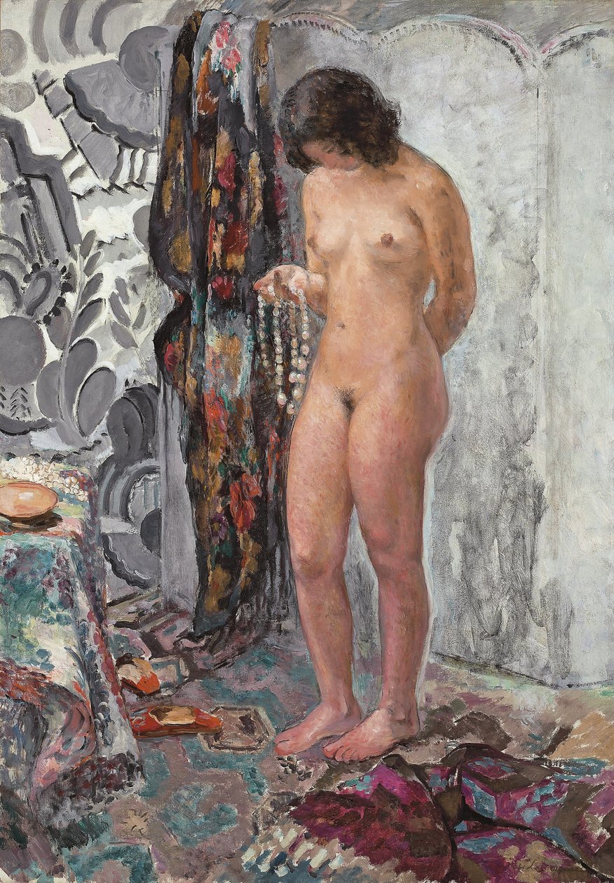 有项链的裸女c。 1923年 作者 亨利·勒巴斯克