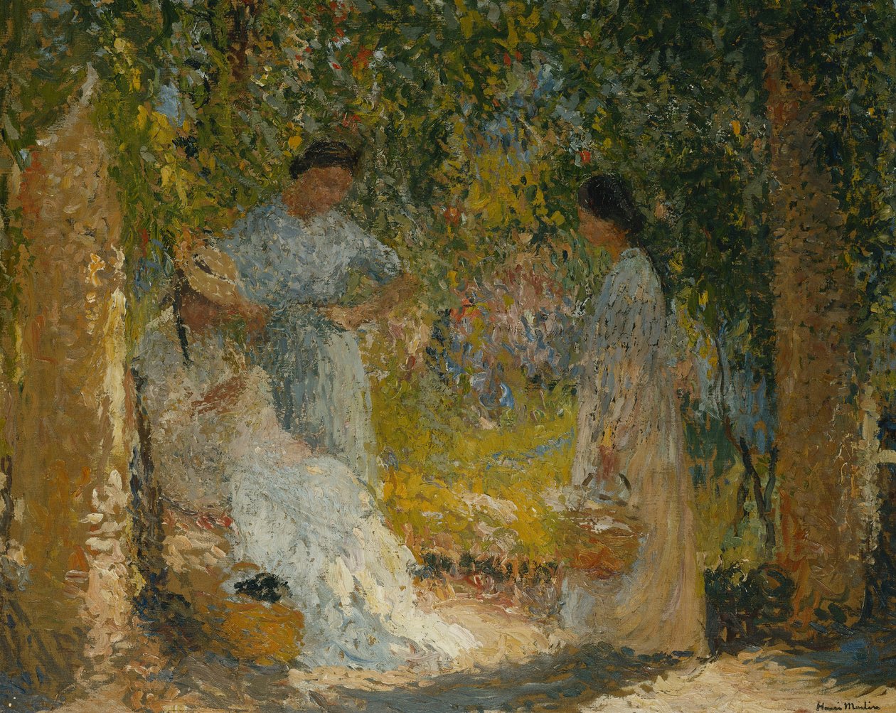 花园里的三个女人；花园中的三个女人，1905-1915年 作者 亨利·马丁