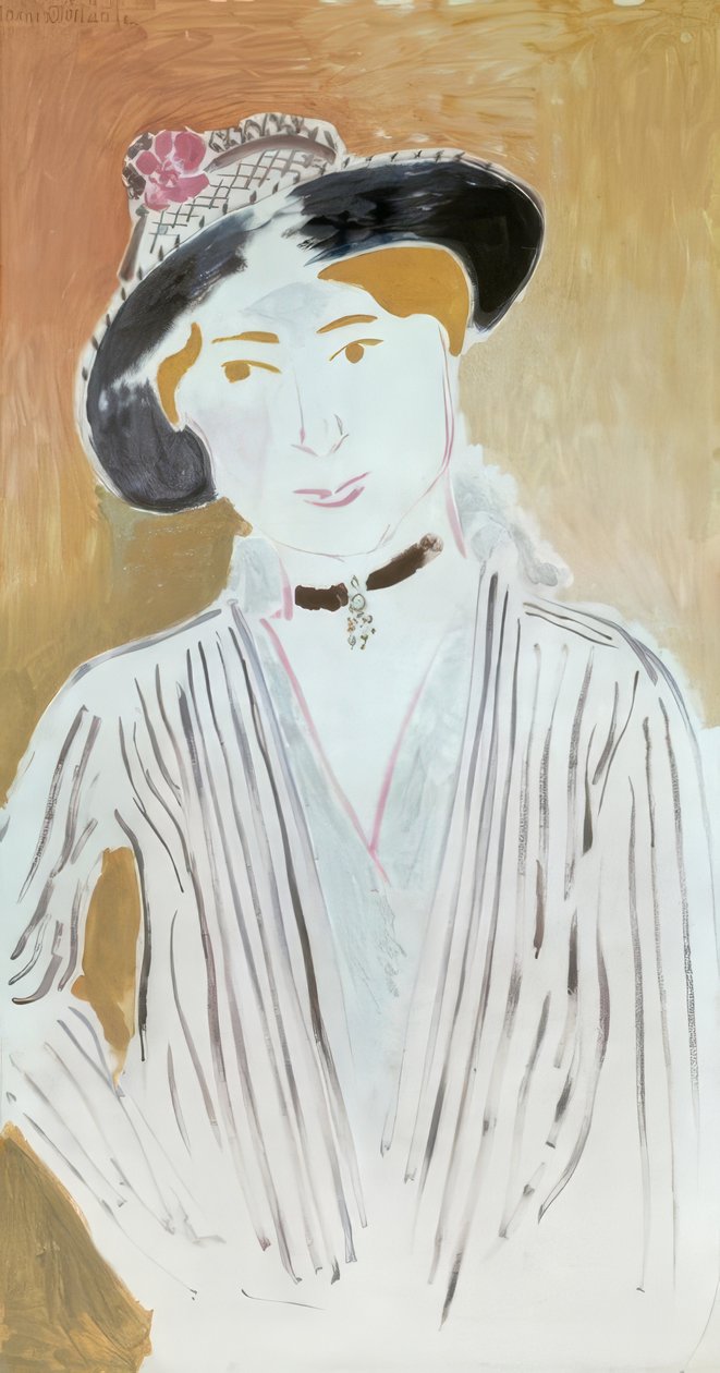 La jaquette rayée》，或《戴篮帽的少女》。 作者 亨利·马蒂斯