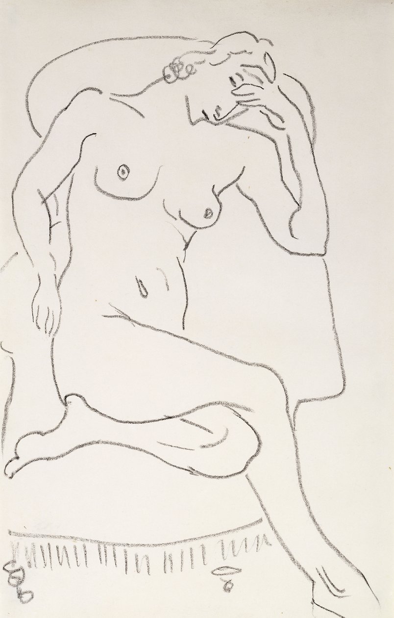 扶手椅上的裸女》，约 1922-24 年（纸上铅笔画） 作者 亨利·马蒂斯