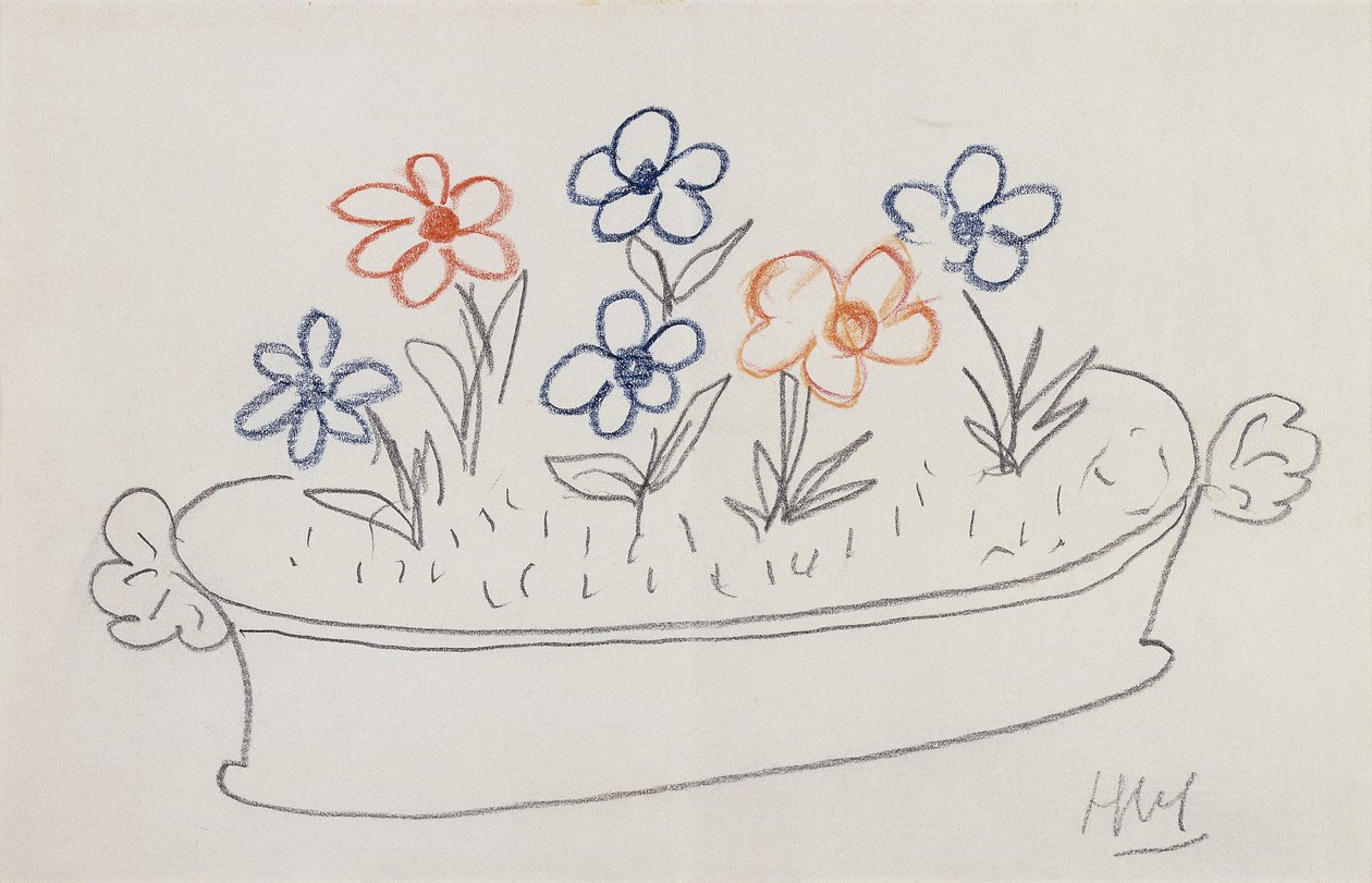 一些花（铅笔和彩色蜡笔画在纸上） 作者 亨利·马蒂斯