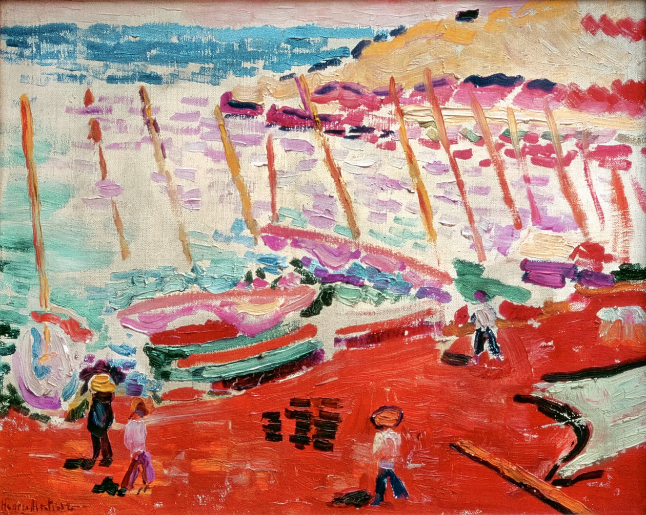 红色海滩，科利乌尔，1905 年夏（布面油画） 作者 亨利·马蒂斯