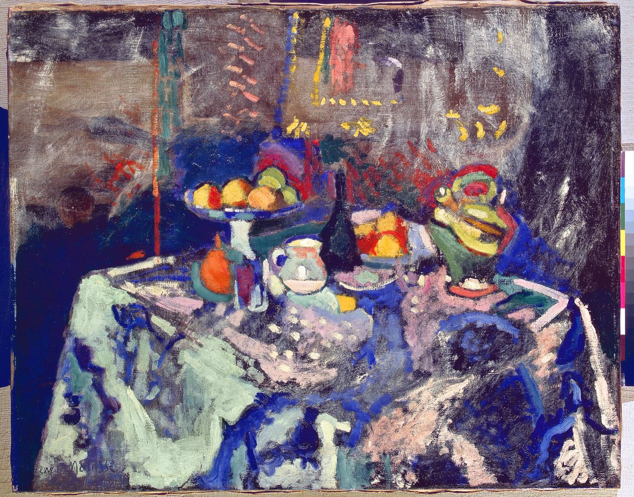 花瓶、瓶子和水果，约 1906 年（布面油画） 作者 亨利·马蒂斯