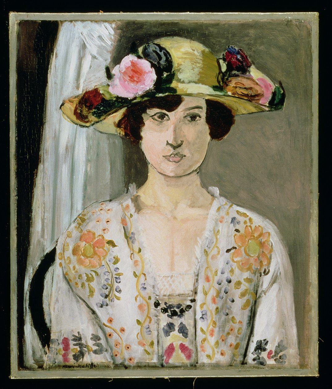 戴帽子的女人，约 1920 年（布面油画） 作者 亨利·马蒂斯