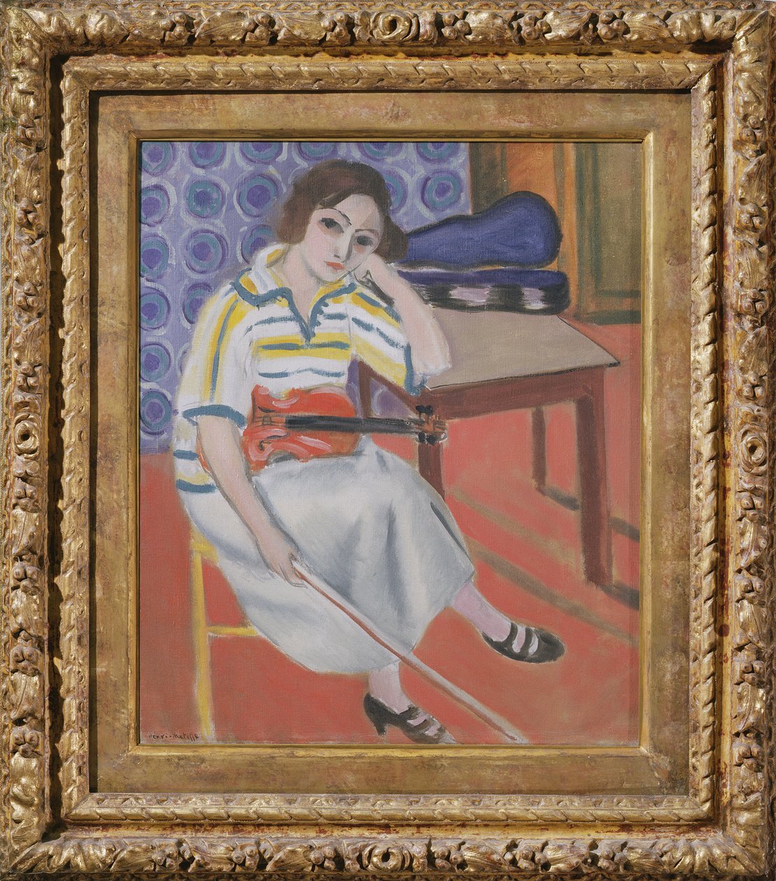 拉小提琴的女人，约 1921-23 年（布面油画） 作者 亨利·马蒂斯