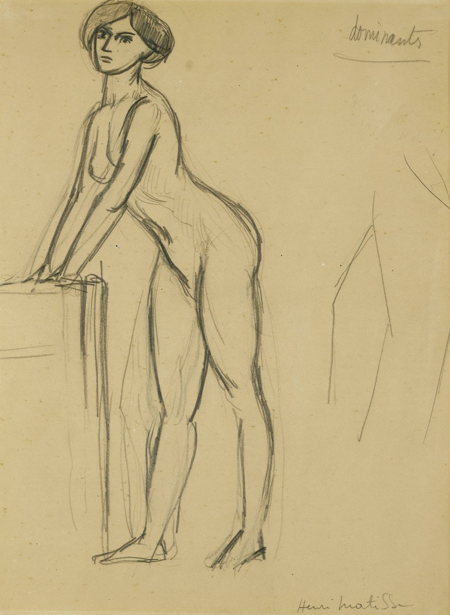 站立的少女》，约 1908-10 年（纸上铅笔画） 作者 亨利·马蒂斯