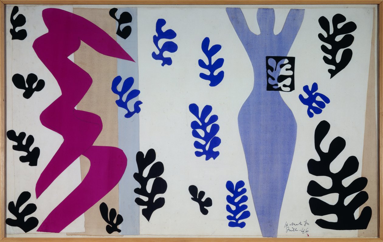 jazz - le lanceur de couteaux 1943（水粉纸剪贴在纸上，裱在画布上） 作者 亨利·马蒂斯