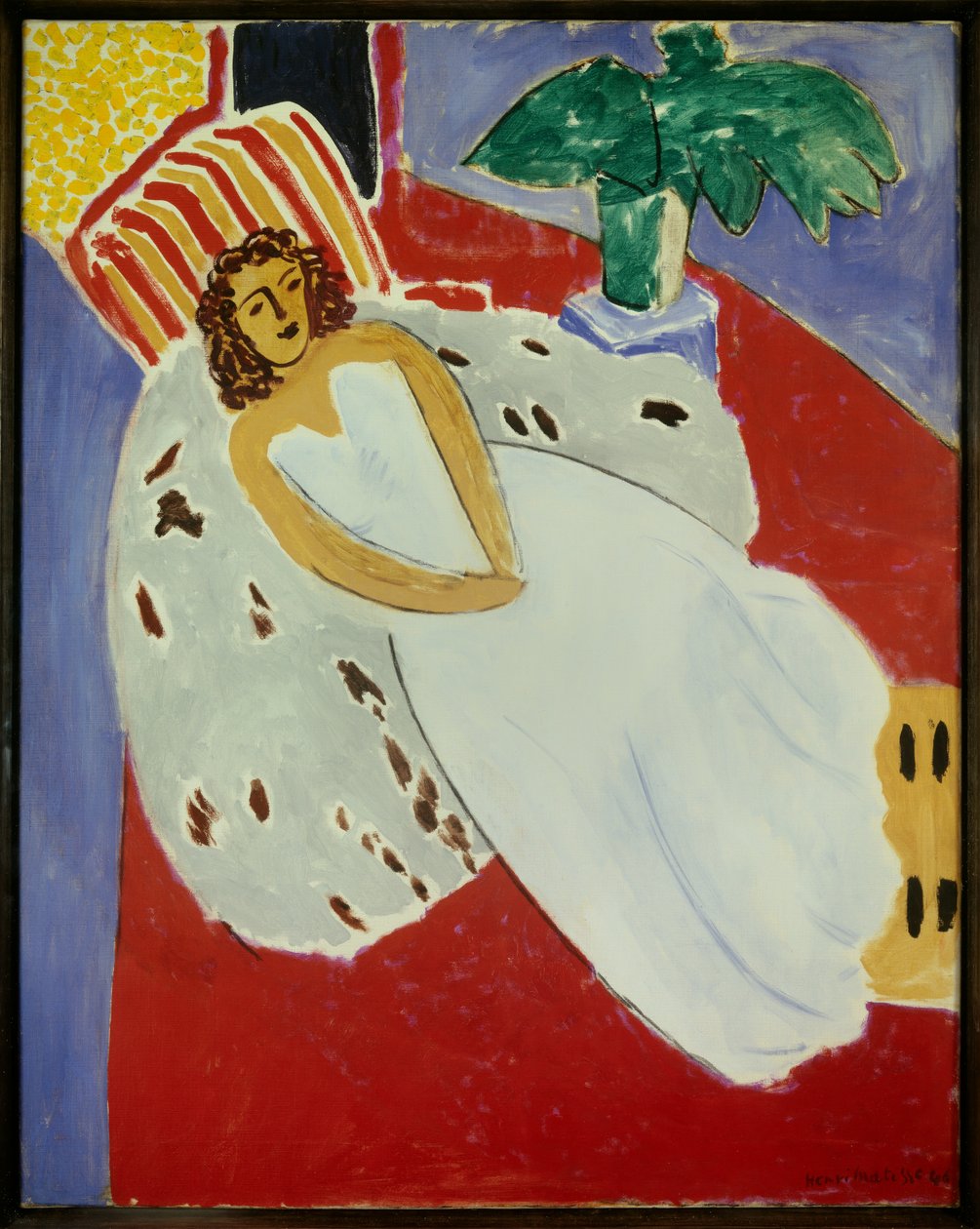 Leune fille en blanc fond rouge 1946（布面油画） 作者 亨利·马蒂斯