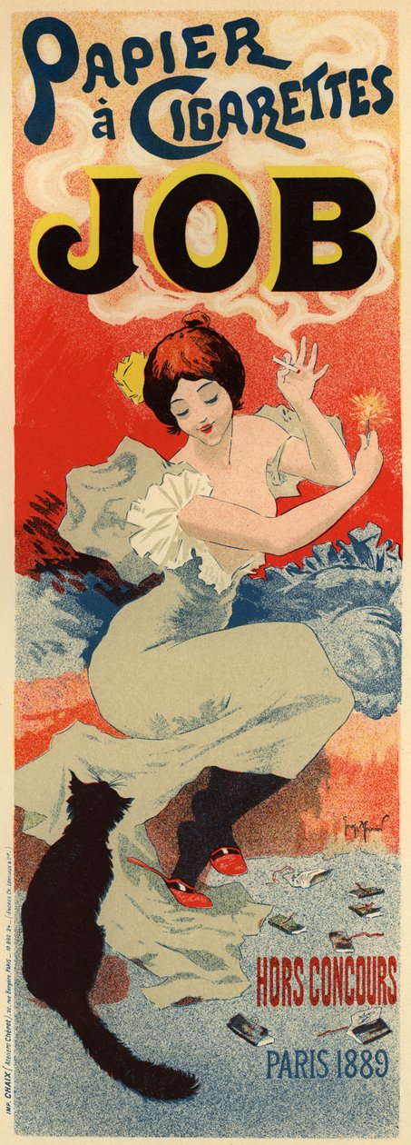 纸巾工作的广告海报，约1900年。 作者 亨利·穆尼尔（Henri Meunier）