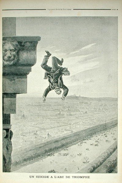 1898年5月8日，来自Le Petit Journal的Arc de Triomphe的自杀 作者 亨利·迈耶（Henri Meyer）