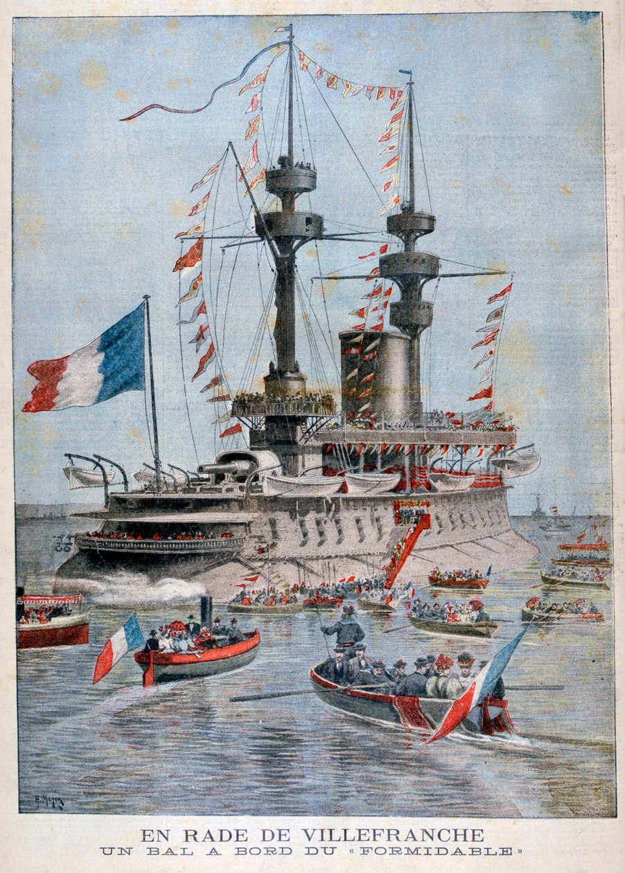1896年，法国威乐弗兰奇海港，“强大”战舰上的一个球 作者 亨利·迈耶（Henri Meyer）