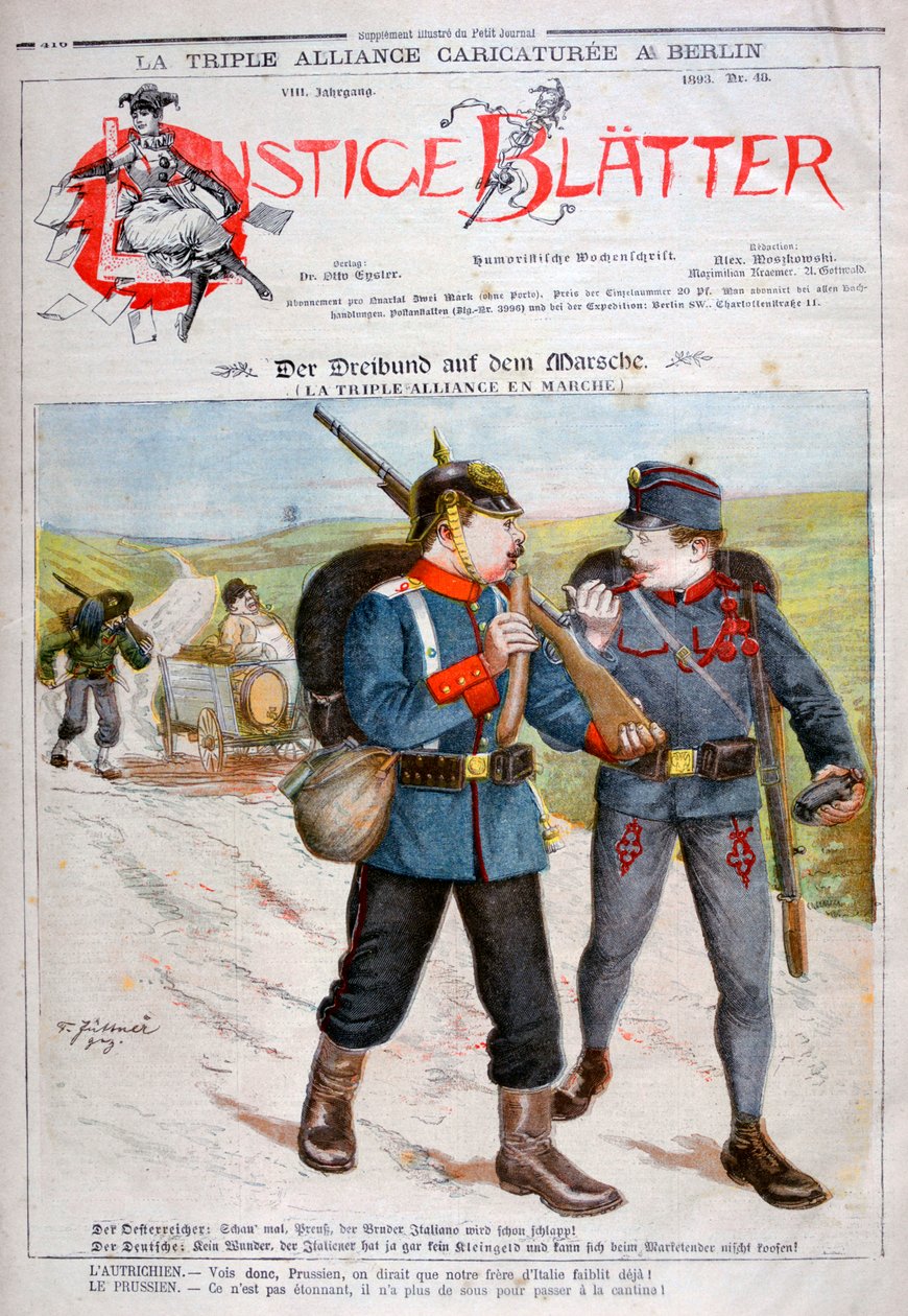 1893年《卢斯蒂格·布拉特》杂志中的三联会漫画 作者 亨利·迈耶（Henri Meyer）