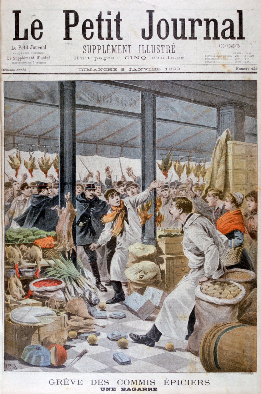 杂货店罢工期间的战斗，巴黎，1899年 作者 亨利·迈耶（Henri Meyer）