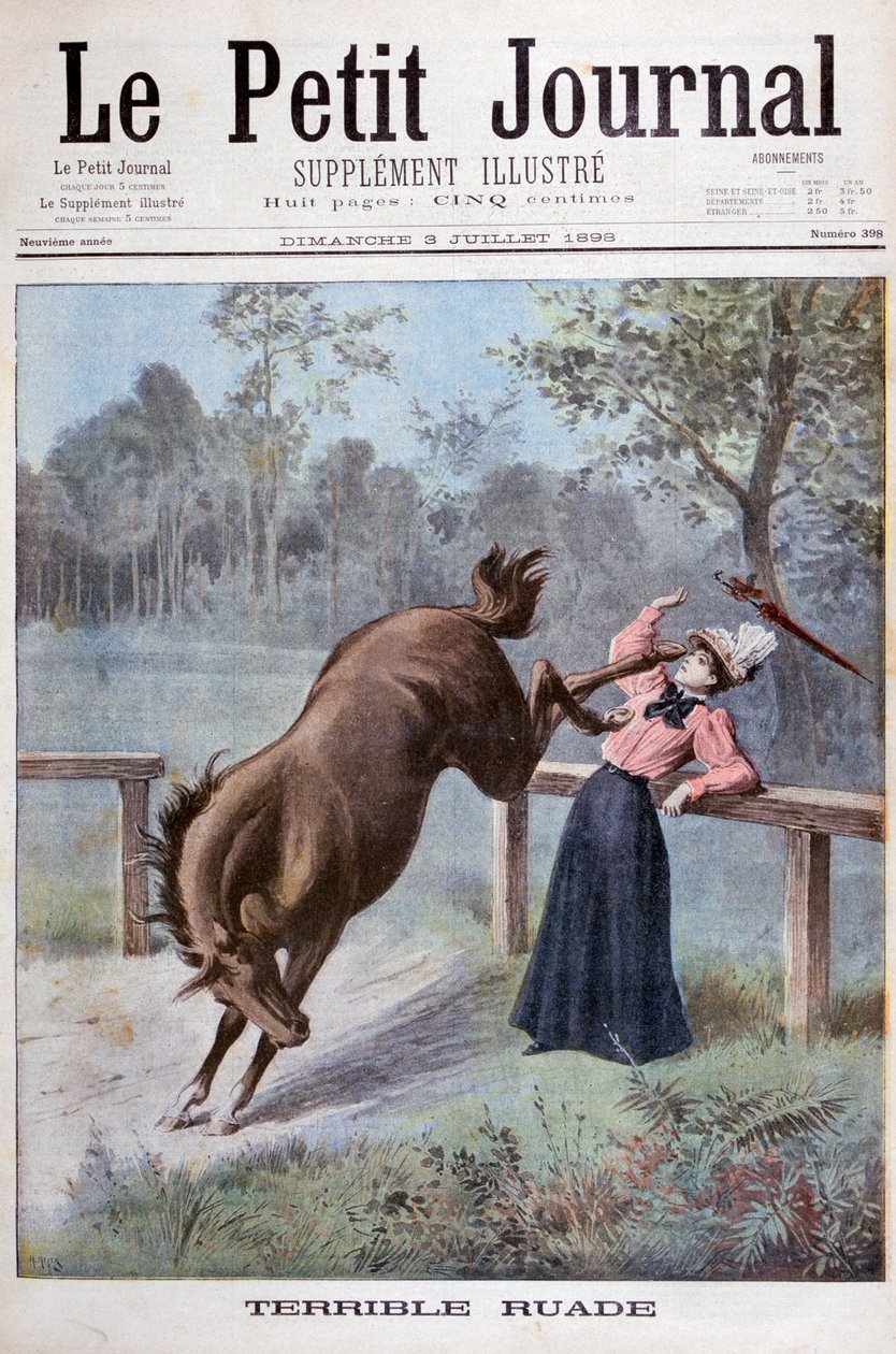 1898年，一位年轻女子被马踢着 作者 亨利·迈耶（Henri Meyer）