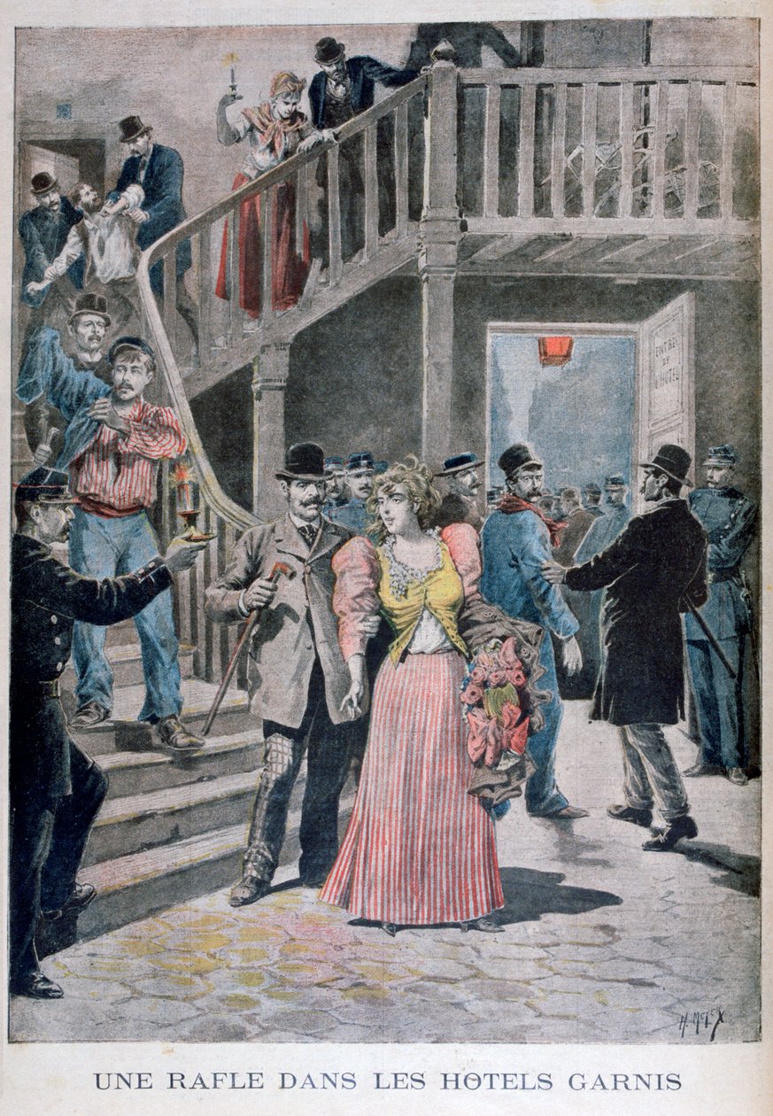 1895年在巴黎一家旅馆内逮捕妓女 作者 亨利·迈耶（Henri Meyer）