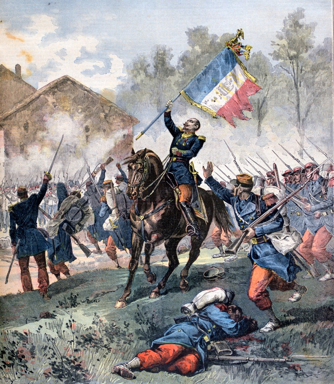 1859年6月24日，索尔费里诺战役，马勒维尔上校去世，1891年 作者 亨利·迈耶（Henri Meyer）