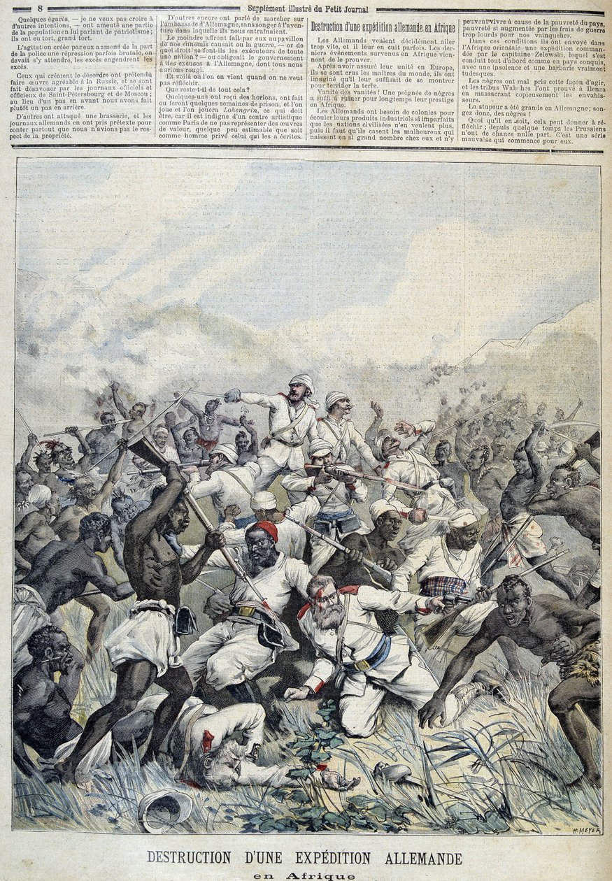 摧毁德国远征非洲 - 1891 年 3 月 10 日的“Le Petit Journal” 作者 亨利·迈耶（Henri Meyer）