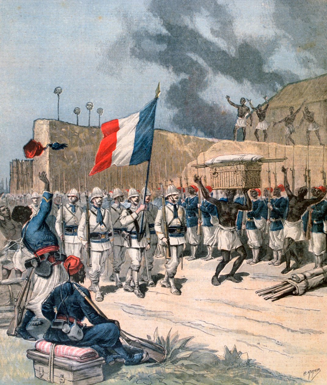 法国军队1892年进军非洲达荷美阿波美 作者 亨利·迈耶（Henri Meyer）