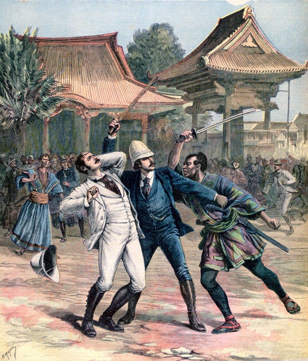 1891年，日本大津，俄罗斯的沙皇亚历山大·尼古拉斯被暗杀失败 作者 亨利·迈耶（Henri Meyer）
