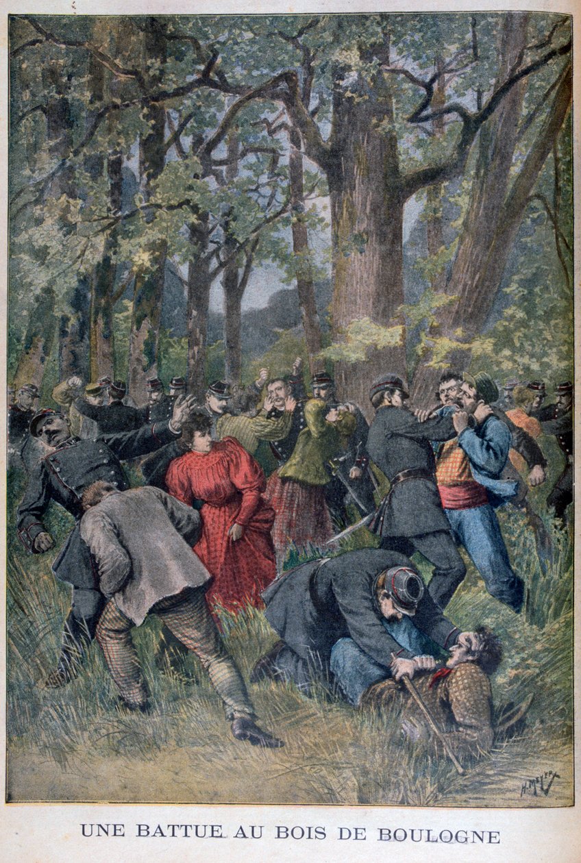 1895年，在巴黎布洛涅（Bois de Boulogne），宪兵与平民之间的斗争 作者 亨利·迈耶（Henri Meyer）