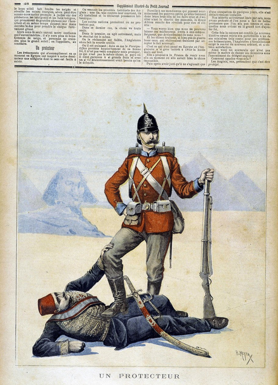 Humorous drawing on English imperialism in Egypt - in “” Le Petite Journal”” of 11/02/1893 作者 亨利·迈耶（Henri Meyer）