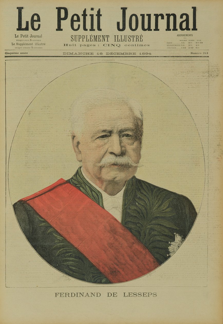 1894年12月16日，The Little Journal的Ferdinand Marie de Lesseps（1805-94）的肖像 作者 亨利·迈耶（Henri Meyer）