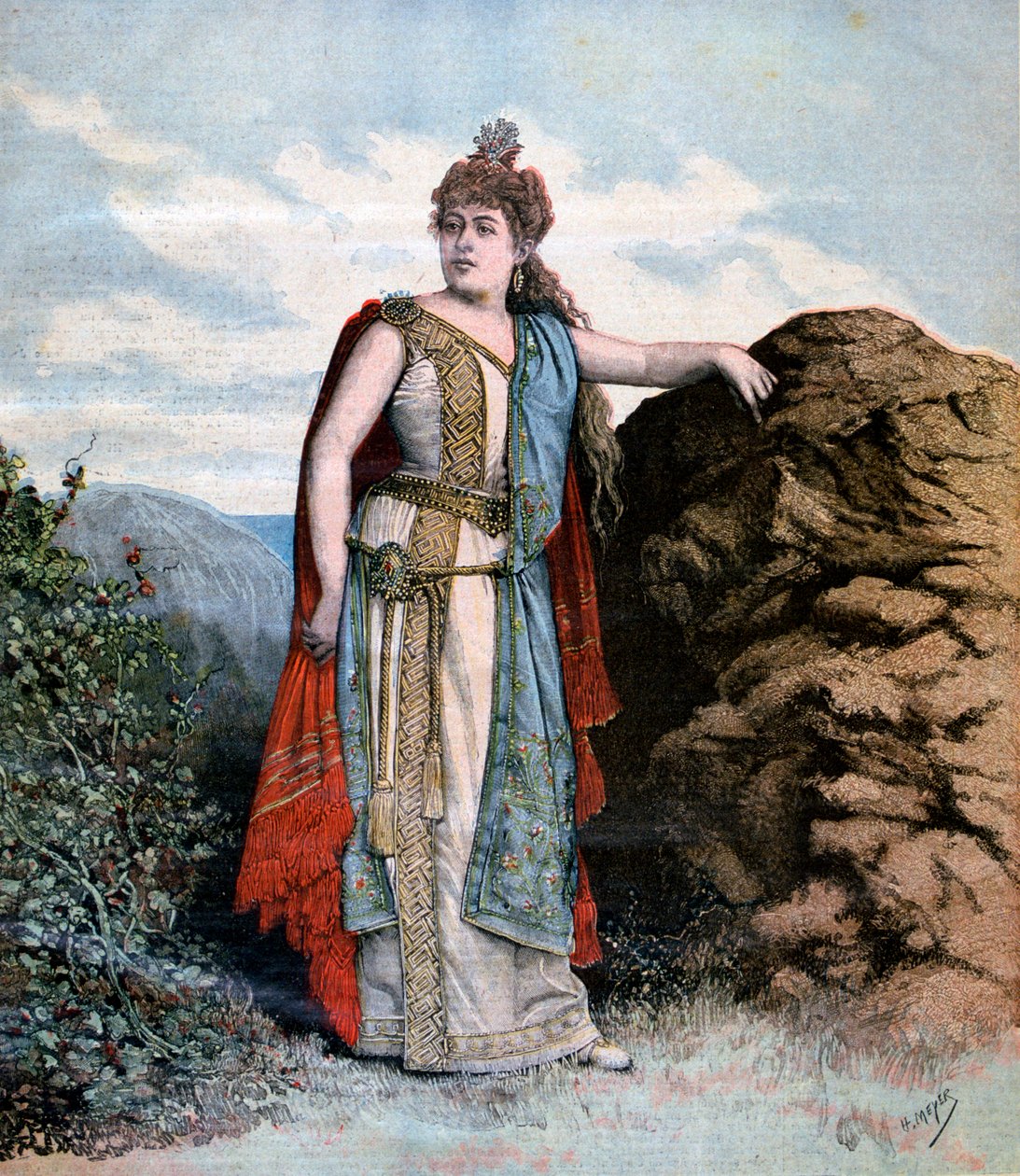 蕾妮·理查德（Renee Richard）在歌剧萨福（Sapho）中，1893年 作者 亨利·迈耶（Henri Meyer）