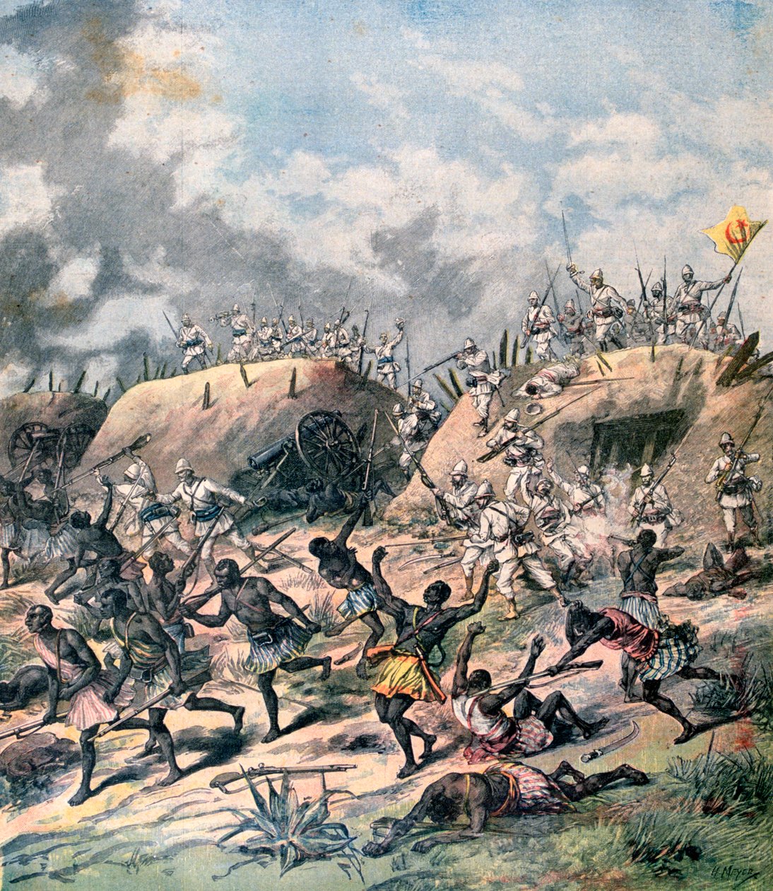 法国对卡纳的袭击，非洲达荷美，1892年 作者 亨利·迈耶（Henri Meyer）